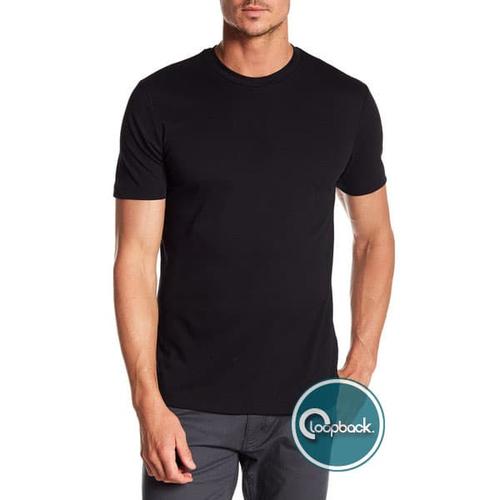 Foto Produk Kaos Polos Pria O Neck - T-Shirt Polos Katun Spandek / Cotton Spandex - Hitam, L dari Loopback Shop