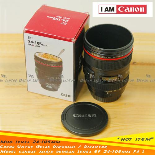 Foto Produk Mug Gelas Plastik Lensa Kamera 400ml Mirip Canon 24-105mm F4 Murah dari depanlaptop
