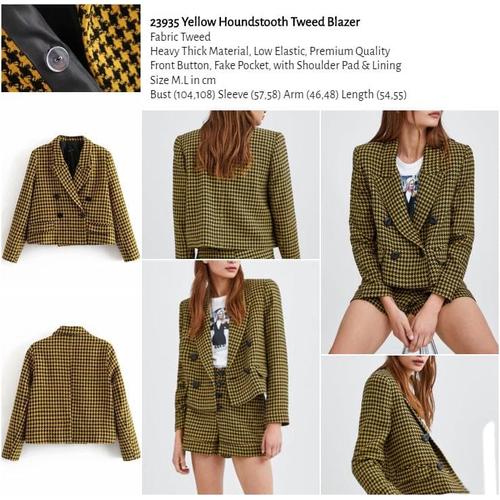 Jual Yellow Houndstooth Tweed Blazer 