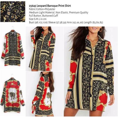 Leopard Baroque Print Shirt Dress 