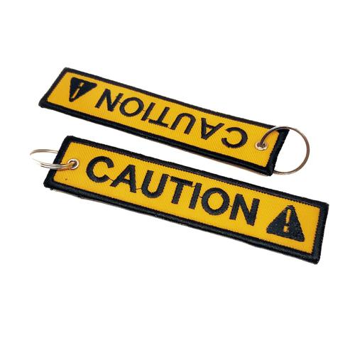 Foto Produk Keychain Keytags Gantungan Kunci Bordir CAUTION! Premium Original dari AB Embroidery Store