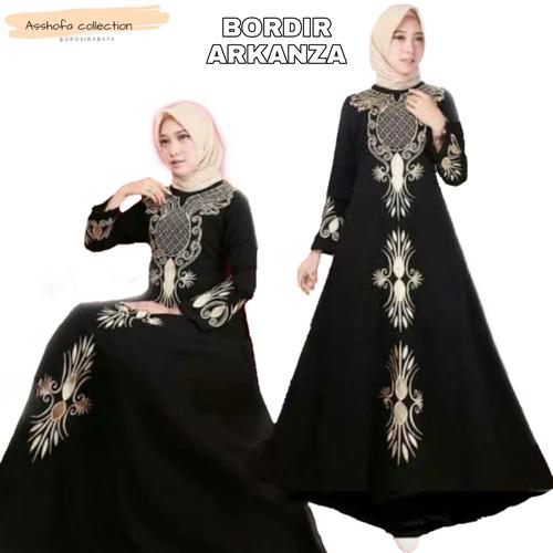 Foto Produk gamis busana abaya bordir original ARKANZA - Hitam, S dari GrosirAbaya