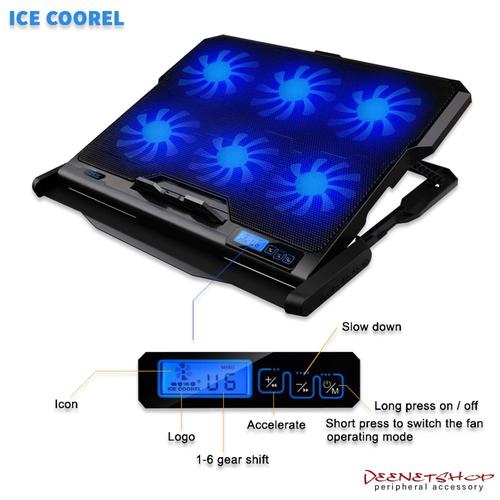 Jual ICE COOREL Gaming Laptop Cooler Notebook Cooling Pad 6 Fans