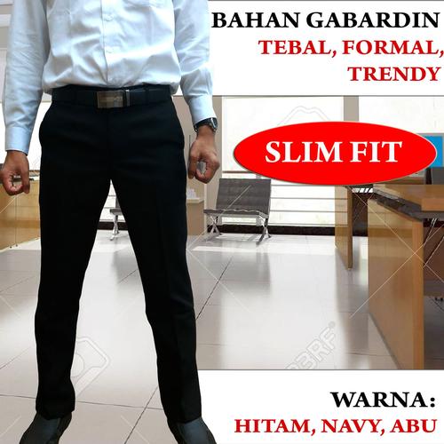 Foto Produk Celana Bahan Kerja Pria Slim Fit Tebal Trendy Keren - Hitam, 29 dari Bunda Wulan Shop