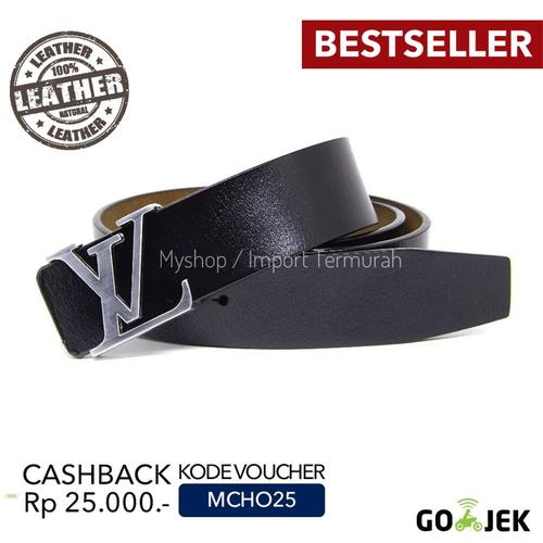 Foto Produk Gesper Sabuk Ikat Pinggang Kulit Asli Import Branded VL 55 Silver dari Toko Import Termurah