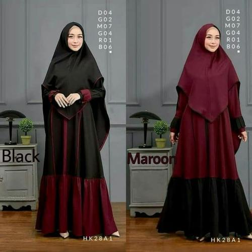 Foto Produk Aresya - Gamis Wanita Set Syarii Dress Muslim + Khimar - Maroon, AllSize fit L dari Putera Ahlam