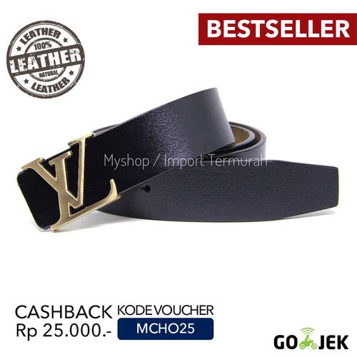 Foto Produk Gesper Sabuk Ikat Pinggang Kulit Asli Import Branded VL 55 Gold - Emas dari Toko Import Termurah