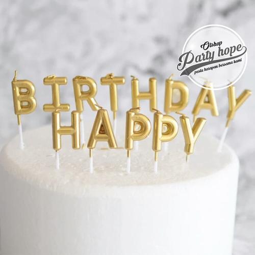Foto Produk lilin huruf happy birthday gold lilin ultah lilin hbd gold candle hbd dari PARTY HOPE 2