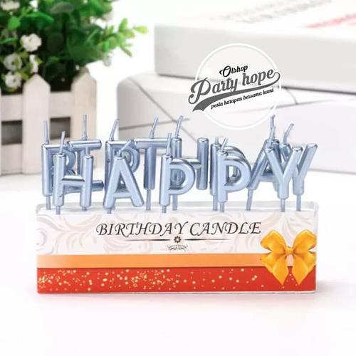 Foto Produk lilin ultah huruf happy birthday silver hbd lilin abjad hbd party hbd dari PARTY HOPE 2
