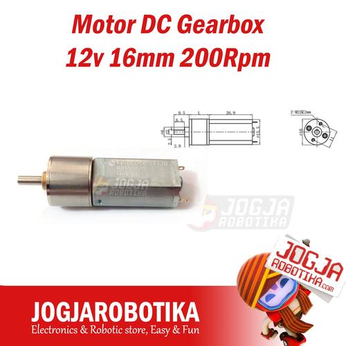 Jual Motor DC Gearbox 12v 16mm 200Rpm 12V 230rpm Kab. Sleman