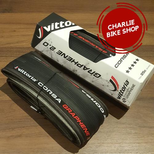 Foto Produk Ban Luar VITTORIA COMPETITION CORSA GRAPHENE 2.0 700X25 Clincher Black dari Charlie Bike Shop