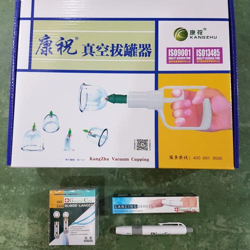 Foto Produk Paket Bekam Komplit Isi Kop Kangzhu 12 Cup + Pen Bekam + Jarum Lancet dari General Medical Supplier