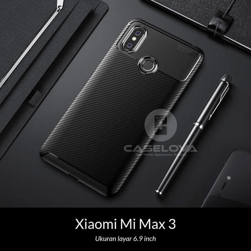 Foto Produk Case Xiaomi Mi Max 3 Synthetic Fiber Silicone Protective Carbon - Hitam dari Caselova Store