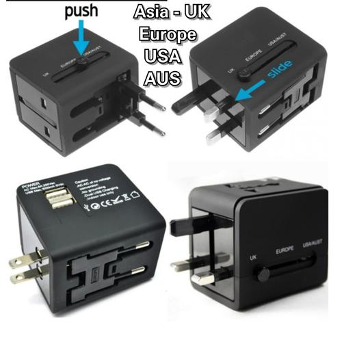 Foto Produk Travel Adaptor Universal Plug EU UK & USB Port / All in One Adaptor dari Travelycious