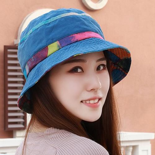 Vintage Polyester Sun Bucket Hat Women 