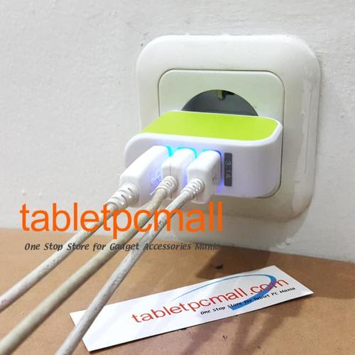 Foto Produk Adaptor Charger USB 3 Output Batok Kepala dari Tablet PC Mall