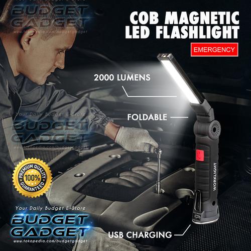Foto Produk Senter COB LED Magnetic 2000 Lumens Lampu Lipat dari BudgetGadget