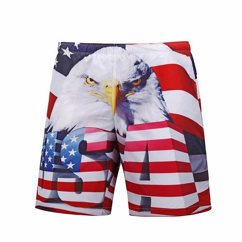 S5237 Men Shorts Pants Flag Eagle Head 