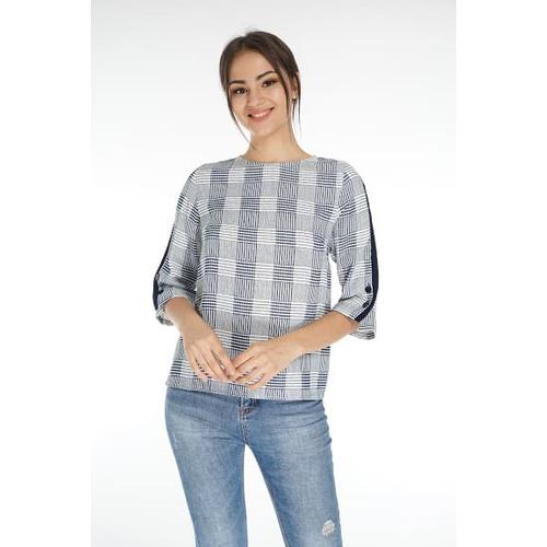 Foto Produk Namira Plaid Top - Biru, S dari Voerin Official