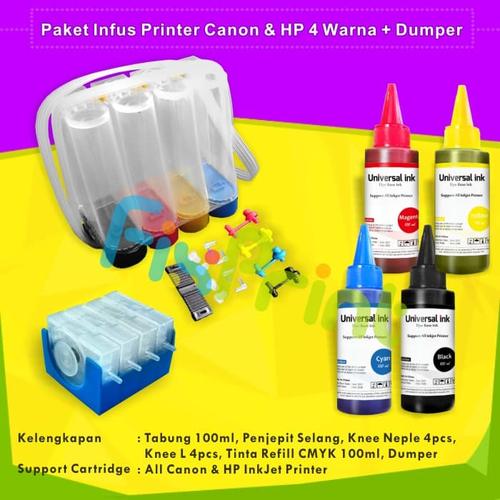 Foto Produk Paket Tabung Infus + Tinta Refill 100ml CMYK + Dumper Printer Canon HP dari FixPrint Jakarta