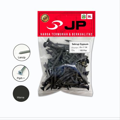 Foto Produk SEKRUP GYPSUM 6 x 1-1/4 - SKRUP DRYWALL - BAUT GIPSUM HITAM ISI 100 PC dari Juragan Perkakas