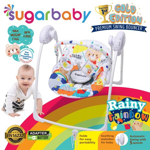 Foto Produk Sugar Baby Gold Edition Premium Swing Bouncer - Rainy Rainbow - Putih dari Sugar Baby Official