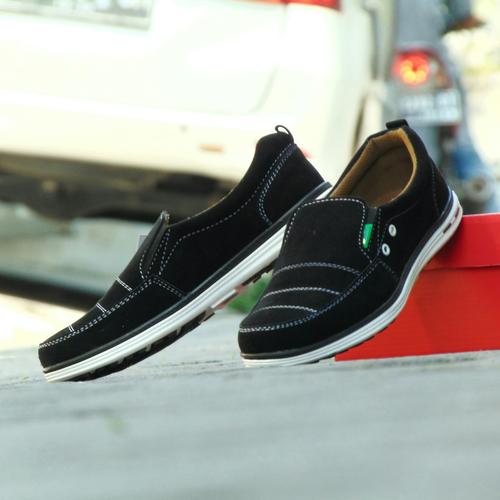 Foto Produk Sepatu Pria Kerja Kickers Sidney Corduray - Slip On Slop - Hitam - 02 dari RINDU_ORDER