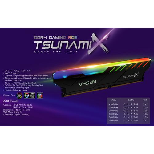 Jual V-GEN Tsunami X DDR4 16GB PC 3200 CL 16-18-18-36