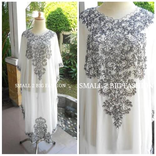 Gambar kaftan putih / kaftan jumbo / kaftan lebaran / kaftan pesta / gamis dari Small 2 Big Fashion undefined Tokopedia