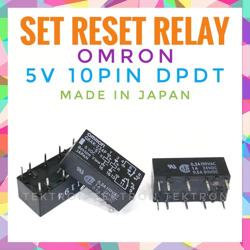 Jual Relay Set Reset 5VDC OMRON JAPAN, dual coil, DPDT 10pin Barang ...