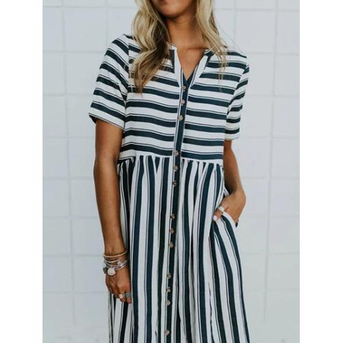Jual Top Women Casual Button V-neck 