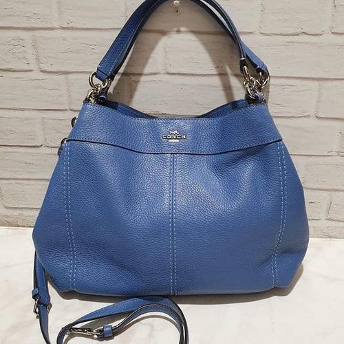blue leather bag