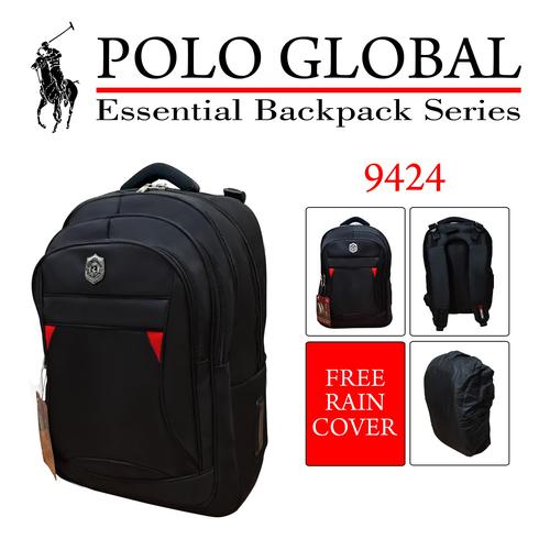 Foto Produk TAS RANSEL POLO GLOBAL ORIGINAL 9424 - Hitam dari Sandal guee