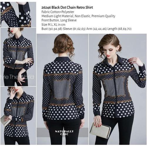 Jual Black Dot Chain Retro Shirt (size 