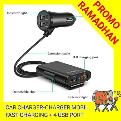 Foto Produk CHARGER MOBIL SUPER FAST CHARGING 3.1A + 4 PORT USB dari Toko Miss Rempong