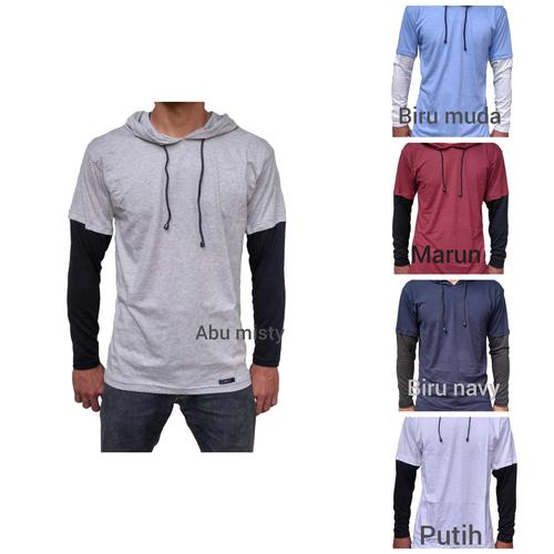 Gambar kaos hoodie polos lengan panjang - Putih+Hitam, M dari winsipit Kab. Bandung Tokopedia