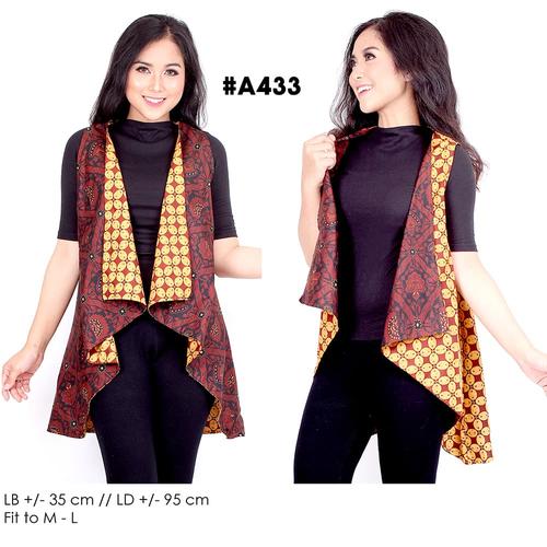 atasan batik wanita blouse blarak biru bolero