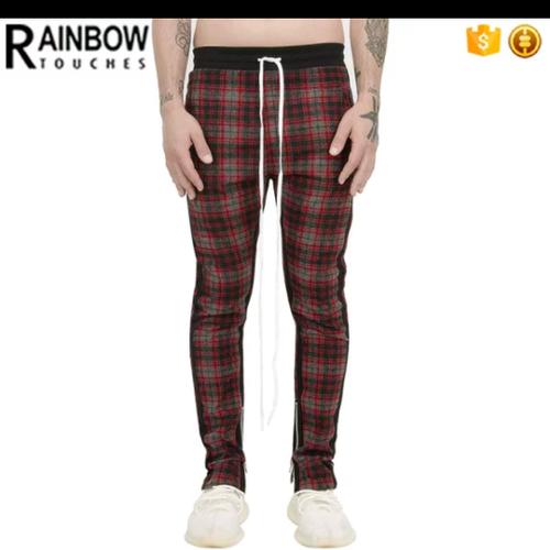 Jual tartan pants maroon with zip - Kab 