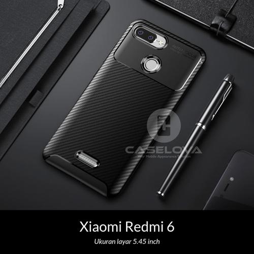 Foto Produk Case Xiaomi Redmi 6 Synthetic Fiber Silicone Protective Carbon - Hitam dari Caselova Store