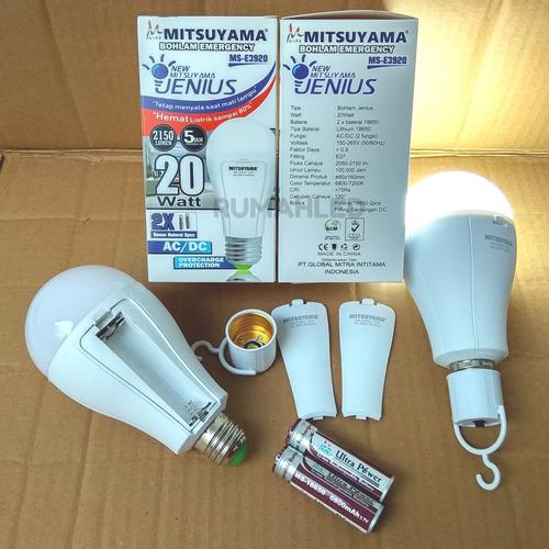 Gambar LED Emergency AC/DC Mitsuyama Jenius 20w (2 Battery 18650, Bisa Ganti) dari Unique Corporation Kota Tasikmalaya Tokopedia