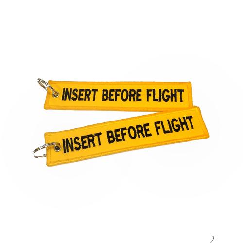 Foto Produk Keychain Keytags Gantungan Kunci Bordir INSERT BEFORE FLIGHT yellow dari AB Embroidery Store
