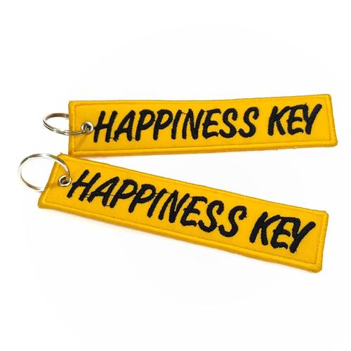 Foto Produk Keychain Keytags Gantungan Kunci Bordir HAPPINESS KEY Premium dari AB Embroidery Store
