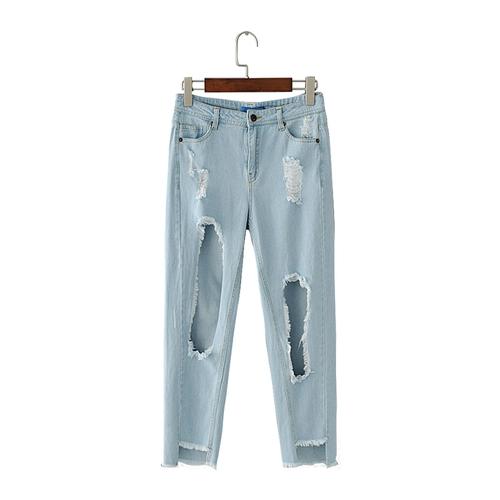 big hole ripped jeans women Boyfriends 