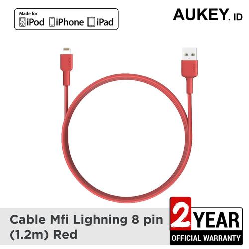 Foto Produk Aukey Cable MFi USB-A to Lightning 1,2m Red- 500350 dari AUKEY