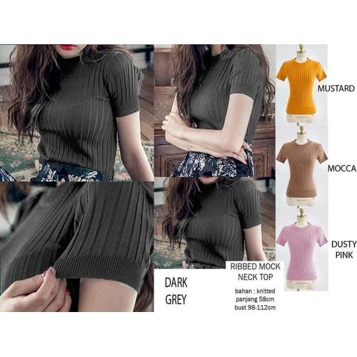 Jual Ribbed Mock Neck Top - Jakarta 