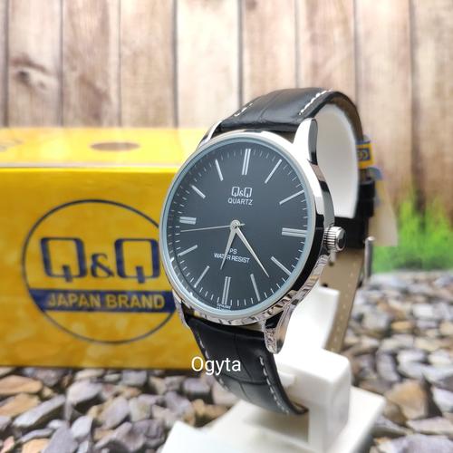 Foto Produk Q&Q QnQ QQ Analog Jam Tangan Pria Hitam Kulit C214J302Y Original dari Ogyta Shop