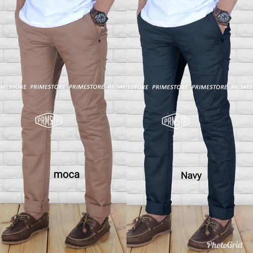 Foto Produk celan panjang chino pria celana katun street kantor warnahitam reguler dari majerstore