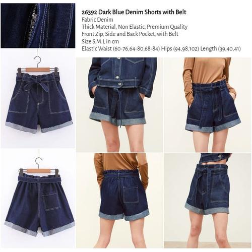 Jual Dark Blue Denim Shorts with Belt 