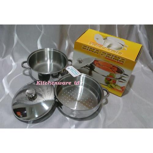 Gambar Panci BIMA Stainless steel POT & Steamer 20 Cm / kukusan 2 susun dari PUSAT HOREKA undefined Tokopedia