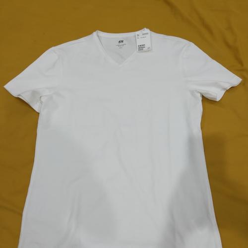 Jual H\u0026M V-neck T-shirt Slim Fit White 
